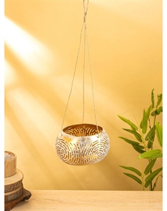 Подсвечник подвесной из кокоса, 13-16 см, бело-золотой Nobrand