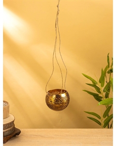 Подсвечник подвесной из кокоса, 9-12 см, темно синий-золотой Nobrand