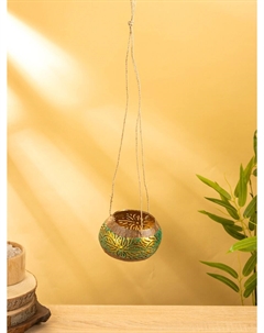 Подсвечник подвесной из кокоса, 9-12 см, зелено-золотой Nobrand