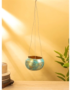 Подсвечник подвесной из кокоса, 10-13 см, бирюзово-золотой Nobrand