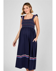 Повседневное платье FRILL SLEEVE SHIRRED, синий Jojo maman bébé