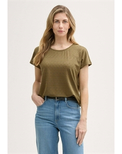 Базовая футболка AJOUR CREW NECK, оливковый Tom tailor