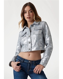 Куртка из искусственной кожи BESTICKTE TRUCKER, серебряный Guess