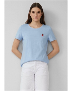 Футболка с принтом MIT STICKEREI, светло-голубой S.oliver