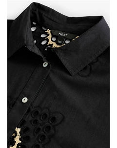Блузка на пуговицах BRODERIE LONG SLEEVE, черный Next