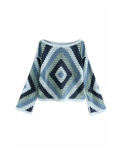 Джемпер LONG SLEEVE OPEN NECK, синий Next