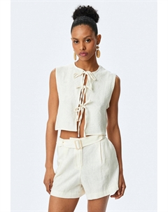 Топ TIE-UP CROP - Blouse, бежевый Koton