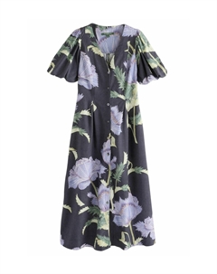 Платье-рубашка BUTTON DOWN PUFF SLEEVE, синий Next