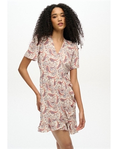 Повседневное платье SHORT SLEEVE PRINTED MINI WRAP, кремовый Superdry