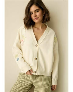 Кардиган RELAXED FIT BUTTON DOWN EMBROIDERED, бежевый Next