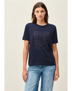 Футболка с принтом MIT SCHMUCKSTEINEN, темно-синий Cecil