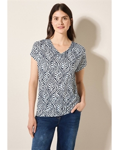 Футболка с принтом V-NECK, цвет Blau Cecil