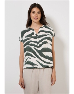 Блуза SPLIT NECK PRINT, хаки Cecil