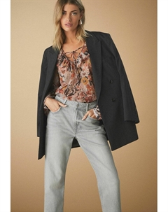 Блуза REGULAR FIT - SHEER RUFFLE TRIM TIE NECK, коричневый Next