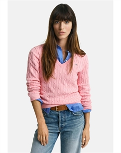 Свитер CABLE V NECK, фуксия Gant