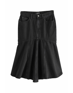 Юбка А-силуэта REGULAR FIT-FISHTAIL MIDI - Denim skirt, черный Next