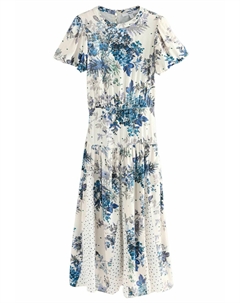 Платье макси REGULAR FIT - SHORT SLEEVE CREW NECK SPLICED, синий Next