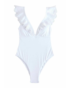 Купальник REGULAR FIT - PLUNGE FRILL LASER CUT TUMMY CONTROL, белый Next