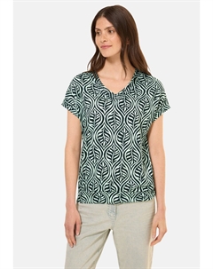 Футболка с принтом V-NECK, темно-зеленый Cecil