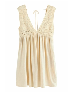 Повседневное платье TALL FIT - CROCHET, бежевый Next