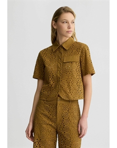 Блузка на пуговицах CROPPED WITH EMBROIDERY, коричневый Liu jo
