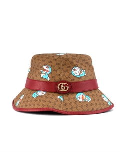 Бейсболка x Doraemon Bucket Hat 'Cherry Monogram', коричневый Gucci