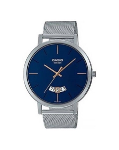 Часы Men's Metallic WR50M waterproof Watch Mens Blue Analog, синий Casio