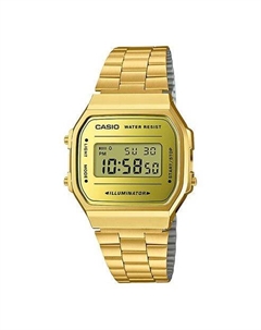 Часы Mirror Face Stainless Steel Unisex Vintage Waterproof Mens Gold Digital, золотой Casio