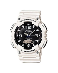 Часы Waterproof Sports Solar Powered Mens Red White Analog, красный Casio