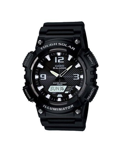 Часы Tough Solar Solar Sports Waterproof Electronic For Men Solar Powered Mens Black Analog, черный Casio