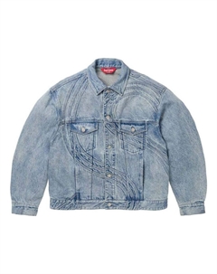 Куртка S Logo Denim Trucker Jacket 'Teal' Supreme