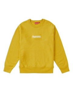 Худи FW18 Box Logo Crewneck Mustard Classic Round Neck Pullover Unisex Yellow, желтый Supreme