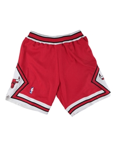 Спортивные шорты NBA Authentic Shorts Chicago Bulls Road 1997-98 'Red White', красный Mitchell and ness