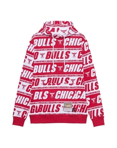 Худи x NBA Chicago Bulls All Over Print Hoodie 'Red White', красный Mitchell and ness