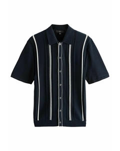 Футболка с принтом REGULAR FIT SHORT SLEEVE VERTICAL STRIPE, темно-синий Next