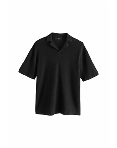 Рубашка поло RELAXED FIT SHORT SLEEVE TEXTURED, черный Next