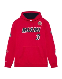 Худи x NBA Miami Heat HOF Fleece Hoodie 'Dwyane Wade 3', красный Mitchell and ness