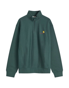 Свитшот с полузастежкой и надписью American Script, цвет conifer Carhartt wip