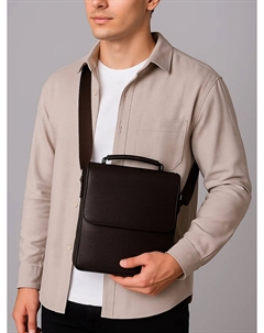 Сумка планшет мужская, 2 отдела на молнии, наружный карман, 19×3×23 см, коричневая Textura