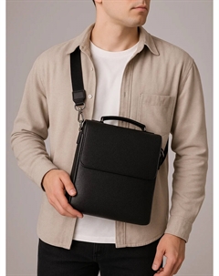 Сумка планшет мужская, 2 отдела на молнии, наружный карман, 23×4×26 см, черная Textura