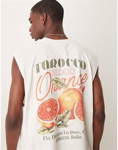 Майка большого размера с изображением фруктов кремового цвета Asos design