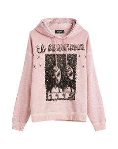 Графический оверсайз худи расслабленного кроя, цвет dusty antic rose Dsquared2