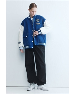 Куртка-бомбер oversize вельветовая с принтом Befree