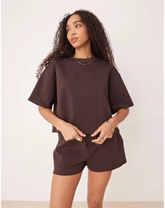Футболка свободного кроя из комбинезона шоколадного цвета Asos design