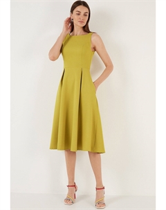 Повседневное платье CREW NECK PLEATED MIDI, оливковый Lela