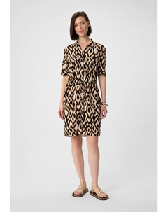 Платье-рубашка FLIESSENDES CRÊPE- MIT ANIMAL-PRINT, черный Comma,
