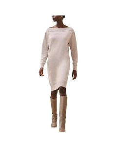 Платье с длинными рукавами женское натурально-бежевого цвета Hermes Hermès