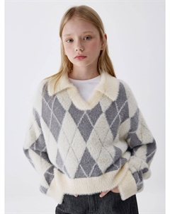 Вязаный джемпер с воротником поло для девочек Sela