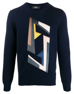 Fendi свитер с нашивкой в виде логотипа ff 52 синий Fendi