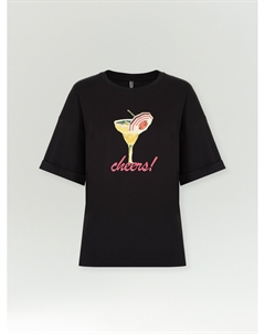 Трикотажная футболка со спущенным плечом Emka